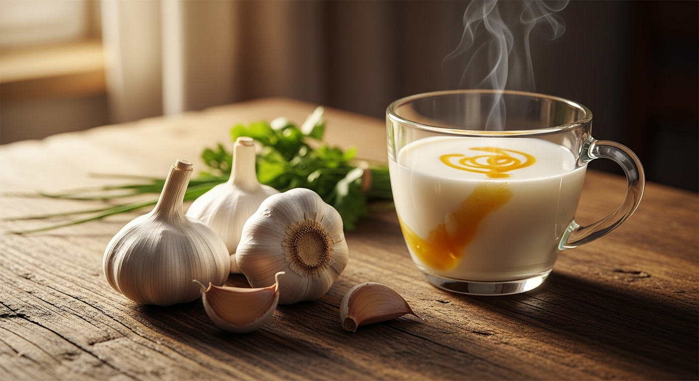 Knoblauch in warmer Milch